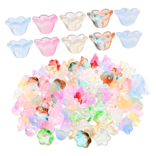ORFOFE 100 Stück Teiliges Glasblumenperlen Glockenblumen Anhänger DIY Schmuckzubehör für Armbänder Halsketten Basteln mit Glasiertem Bruchsicherem Material und Praktischem Lochdesign ORFOFE 100 Stück Teiliges Glasblumenperlen Glockenblumen Anhänger DIY Schmuckzubehör für Armbänder Halsketten Basteln mit Glasiertem Bruchsicherem Material und Praktischem Lochdesign von ORFOFE