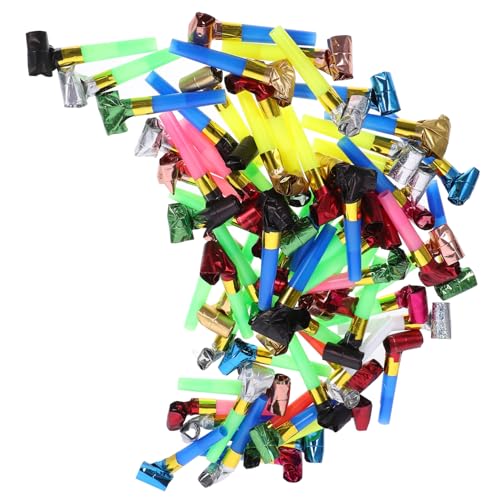 ORFOFE 100 Stück Teiliges Party Noisemaker Langlebige Partytröten und Pfeifen Lustige Blowouts für Kindergeburtstag Silvester und Straßenfeste Sichere und Robuste Feierlautsprecher für von ORFOFE
