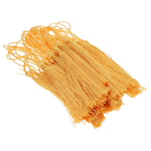 ORFOFE 100 Stück Teiliges Polyester Quasten Goldfarbe Chinesischer Knoten Anhänger für DIY Schmuckherstellung Handgefertigte Tasseln als Hausdeko Schlüsselanhänger und Bastelzubehör von ORFOFE