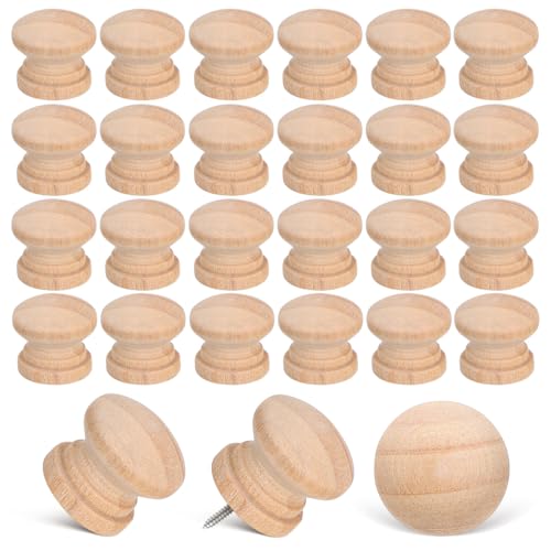 ORFOFE 100 Stück Teiliges Runde Pilzform Holzschubladengriffe Naturbelassen aus Massivem Holz Vielseitig für Möbel Schränke Kommoden Diy Lackierbar Robust und Rustikal für Wohn und von ORFOFE
