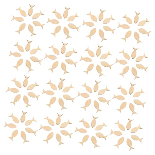 ORFOFE 100 Stück Unlackierte Holzfische Robust DIY Bastelmaterial Malspaß Holzscheiben für Kreative Holzfische Deko Projekte und Kinderbeschäftigung von ORFOFE