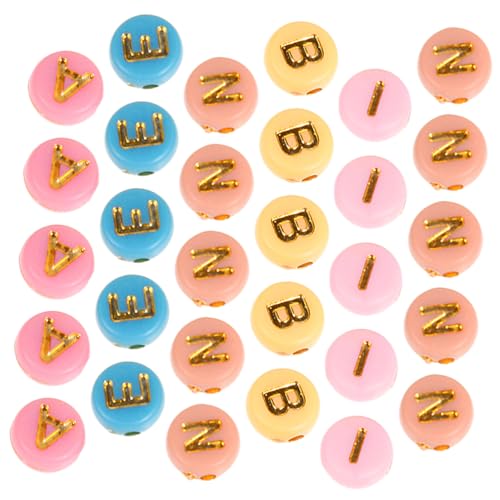 ORFOFE 1000 Stück Bunte Kunststoff Buchstaben Perlen Runde DIY Schmuckherstellung Armbänder Halsketten Basteln Zubehör Glatte Oberfläche Vielseitig für Kreative Zufällige Zufällige Farbe von ORFOFE
