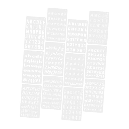 ORFOFE 12 Blatt Teiliges Wiederverwendbare Buchstaben Schablonen aus Kunststoff Kleine Leichte Malvorlagen für DIY Holz Wand Schablonen zum Sprayen und Basteln von ORFOFE