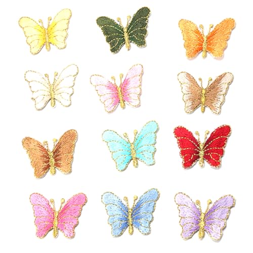 ORFOFE 12 Stück Teiliges Bestickte Schmetterling Aufnäher zum Aufbügeln und Nähen Bunte DIY Applikationen für Kleidung Taschen Hüte Jeans Schuhe Vielseitige Textil dekoration von ORFOFE