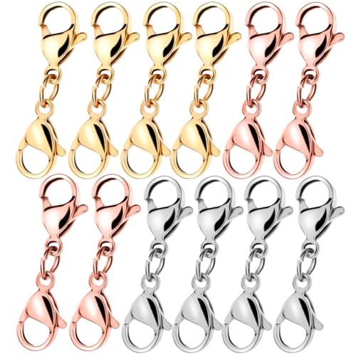 ORFOFE 12 Stück Teiliges Metall Lobster Verschlüsse Doppelte Klammern in Gold Stahl und Roségold Langlebig Anlauf Schmuckverbinder für Halsketten und Armbänder DIY Zubehör von ORFOFE