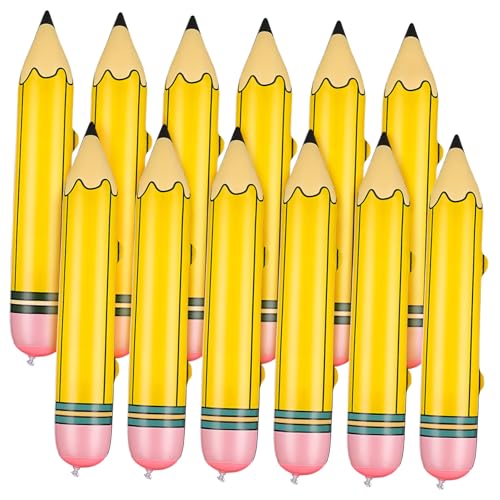 ORFOFE 12 Stück Teiliges Riesige Aufblasbare Bleistifte aus Robustem PVC Realistische Jumbo Buntstift-requisiten für Klassenraumdekoration Leichte Foto-accessoires von ORFOFE