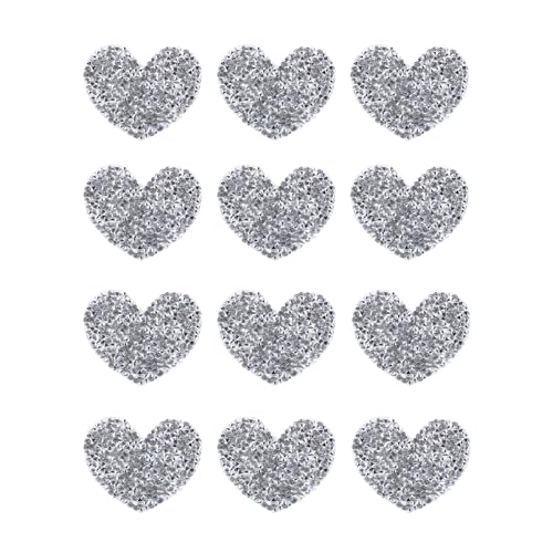 ORFOFE 12 Stück Teiliges Silbernes Herz strass bügelbild DIY Rhinestone Patch mit Selbstklebendem Rückseite Modische Applikation für Jeans Jacken Rucksäcke Einfaches Aufbügeln Langlebig von ORFOFE