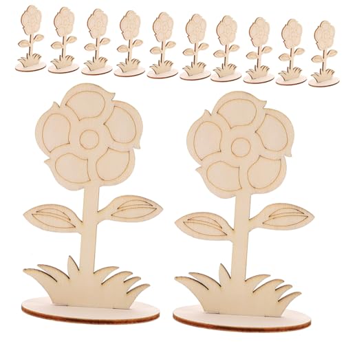 ORFOFE 12 Stück Teiliges Unbehandelter Holzblumen zum Basteln Glatte Oberfläche DIY Malen und Dekoration Kleine Holzblumen für Kreative Handwerksprojekte für Tisch und Hochzeitsdeko von ORFOFE