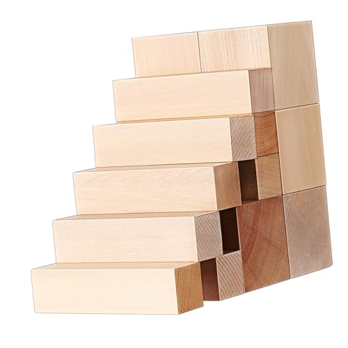 ORFOFE 13 Stück Basswood Schnitzblöcke Naturbelassene Holzwürfel für DIY Holzschnitzen Verschiedene Feine Maserung Langlebig Leicht zu Schnitzen für Anfänger und Künstler von ORFOFE