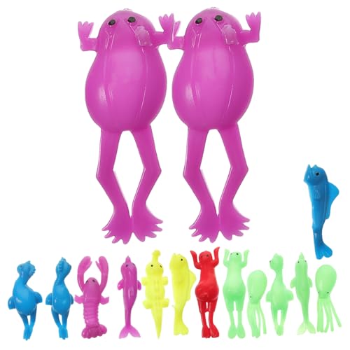 ORFOFE 15 Stück Teiliges Elastische Finger Spielzeuge Meerestiere aus TPR Fliegende Spielzeuge für Kindergeburtstag Partyspaß Lustige Mitgebsel für Jungen und Mädchen Ab Jahren von ORFOFE