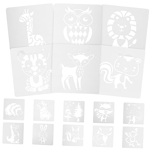 ORFOFE 16 Stück Teiliges Tier Malschablonen aus Wiederverwendbarem Pet für Glatte Kanten Vielseitig Einsetzbar mit Acrylfarbe Schwamm und Airbrush für DIY Bastelprojekte und Dekoration von ORFOFE