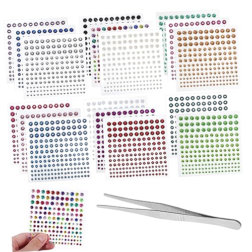 ORFOFE 17Blätter Strass Aufkleber mit Pinzette Selbstklebende Diamant Sticker für DIY Kunsthandwerk Telefon und Laptop Dekoration Einfach Anzuwenden Vielseitig Einsetzbar von ORFOFE