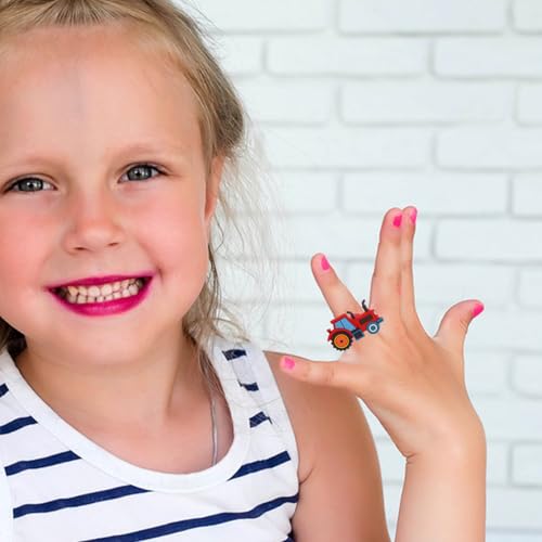 ORFOFE 18 Stück Teiliges Kunststoff Farm Truck Motiv Sicherer Kinderschmuck für Kindergeburtstag Partygeschenke und Saisonale Mitgebsel Fantasievolle Spielringe für Mädchen und Jungen von ORFOFE