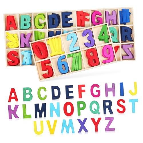 ORFOFE 1Satz Holzbuchstaben für Sichere Holzspielzeuge zur Rechtschreibung und Mathematik für Frühförderung Kindergarten und Vorschule von ORFOFE
