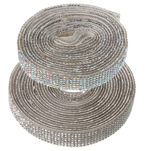 ORFOFE 2 Rollen Selbstklebendes Strassstein band DIY Glitzerstein Aufkleber zum Basteln Zuschneidbar Starke Haftung Vielseitig für Schmuck Kleidung Handy und Dekorationen von ORFOFE