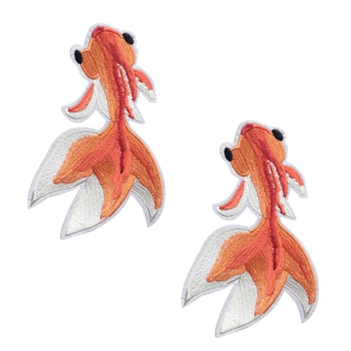 ORFOFE 2 Stk. Goldfisch Stickerei Aufnäher zum Aufbügeln Niedliche DIY Reparatur Patches aus Hautfreundlichem Material Bestickte Applikationen für Kleidung Jeans Rucksäcke und Mehr von ORFOFE