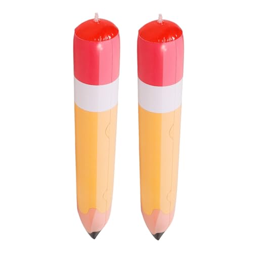 ORFOFE 2 Stück Aufblasbare Bleistift Deko PVC Orangener Jumbo Schulanfang Party Deko Klassenzimmer Aufhängung Wiederverwendbar Back To School Supplies von ORFOFE