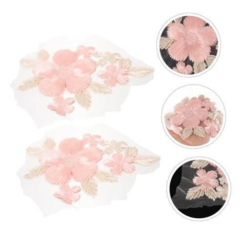 ORFOFE 2 Stück Lace Blumenapplikationen Gestickte Große Flicken zum Aufnähen für Festliche Damenkleider Hochzeit DIY Kleidungsschmuck von ORFOFE