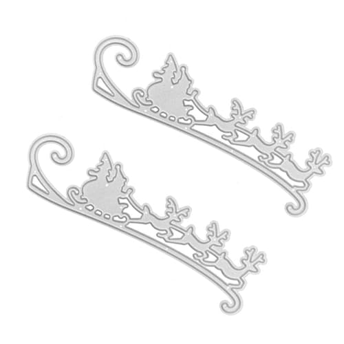 ORFOFE 2 Stück Teiliges Carbonstahl Stanzform Weihnachts Schlitten Motiv Langlebig für Scrapbooking Kartengestaltung Weihnachtsdekoration DIY Handwerk Geschenkideen von ORFOFE