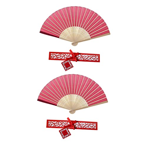 ORFOFE 2 Stück Teiliges Faltbarer Zarter Chinesischer Fächer mit Bambusrahmen und Box Klassischer Origami Handfächer für Damen Dekorativer Orientalischer Faltfächer Rot für Hochzeit und von ORFOFE