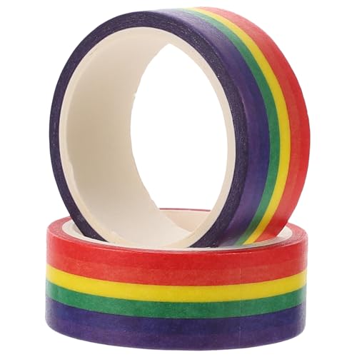ORFOFE 2 Stück Washi Tape Bunt Gestreift Langes Reißbares Masking Tape für Scrapbooking DIY Basteln Kalender Geschenkkartendekor Praktische und Vielseitige Klebebänder von ORFOFE
