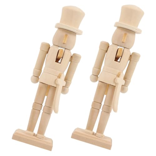 ORFOFE 2 Stück Weihnachts Holzfigur Soldat Unbemalt DIY Bastelfigur Weihnachten Dekoration Stabile Standbasis für Schlafzimmer Geschenkidee von ORFOFE