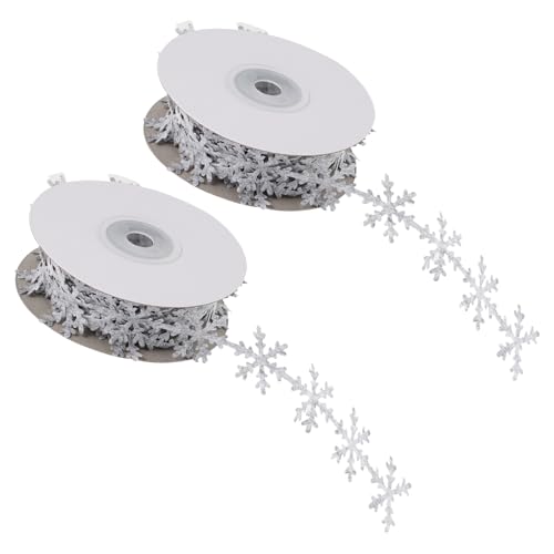 ORFOFE 2 Stück Weihnachtsband mit Schneeflockenmotiv Dekoratives Geschenkband für Geschenkverpackung DIY Basteln und Weihnachtsdeko Vielseitig Einsetzbar für Geschenke und von ORFOFE