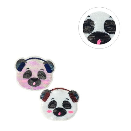 ORFOFE 2 Stück Wendbare Farbwechsel pailletten stickerei Aufnäher Cartoon Panda Ohrhörer Applikationen Textil Aufkleber für Kleidung DIY Dekoration von ORFOFE
