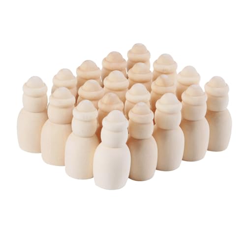 ORFOFE 20 Stück Teiliges DIY Holzfiguren Bastelset Bemalbare Mini Holzpuppen Glatte Oberfläche Leicht und Langlebig Kreative Dekoration für Jungen und Mädchen Fördert Fantasie und von ORFOFE