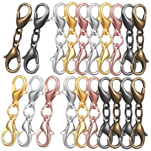 ORFOFE 20 Stück Teiliges Doppel lobster karabinerverschlüsse Verlängerungen aus Robustem Zinklegierung in Gold Silber Antikgrün Roségold und Schwarz Geeignet für Halsketten Armbänder DIY ORFOFE 20 Stück Teiliges Doppel lobster karabinerverschlüsse Verlängerungen aus Robustem Zinklegierung in Gold Silber Antikgrün Roségold und Schwarz Geeignet für Halsketten Armbänder DIY von ORFOFE