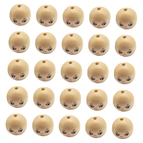 ORFOFE 20 Stück Teiliges Holzperlen Lachendem Gesicht Holzperlen für DIY Schmuckzubehör Natürliche Holzkugeln für Armbänder Halsketten Bastel Dekorationsprojekte von ORFOFE