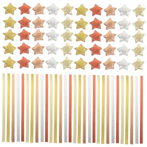 ORFOFE 200 Stück Glitzerndes Origami papier Farbverlauf Gold Bastelpapier DIY Sternfaltpapier für Handarbeit Geschenk Party Dekoration Geeignet für Anfänger und Bastelprojekte von ORFOFE