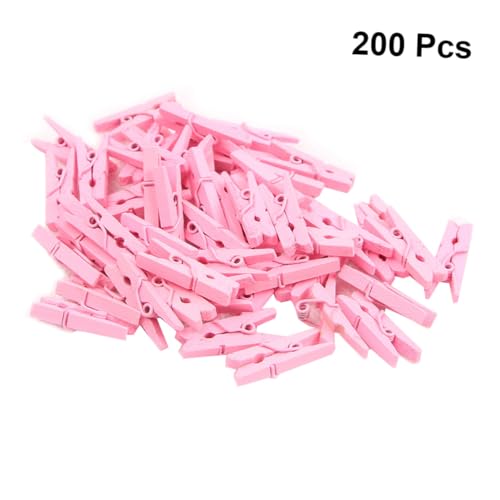 ORFOFE 200 Stück Mini Holzklammern Foto Clips mit Juteseil Bunte Holzklammern für Bilderrahmen Schnur Dekoratives Aufhängesystem für Fotos Collagen Bastelarbeiten und Partydeko von ORFOFE