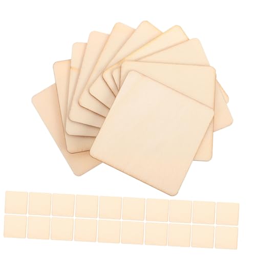 ORFOFE 200 Stück Quadratische Holzscheiben Naturbelassene Blanko Holzplatten für DIY Bastelprojekte Glatte Unbehandelte Holzstücke zum Bemalen Verzieren und Coaster-herstellung von ORFOFE