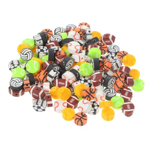 ORFOFE 200 Stück Sportliche Polymer Perlen Vielseitige DIY Schmuck Spacer Perlen für Armbänder Halsketten Ohrringe Langlebig Glatt für Sportfans und Handwerksprojekte von ORFOFE