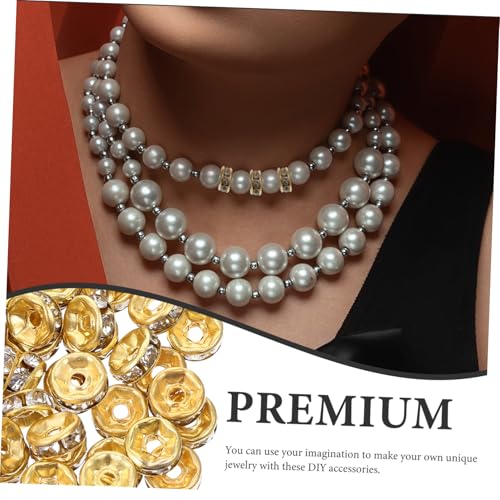 ORFOFE 200 Stück Strass Rondelle Zwischenperlen aus Legierung Goldfarbene DIY Schmuckperlen für Armbänder Halsketten Bastelperlen Auffädeln Vielseitige Beads für Kreative von ORFOFE