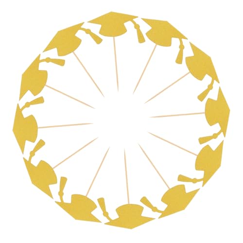 ORFOFE 24 Stück Graduation Cap Cupcake Topper Teiliges Gold für Abschlussfeiern Vielseitige Tortendekoration für Kreative Feiern und Unvergessliche von ORFOFE