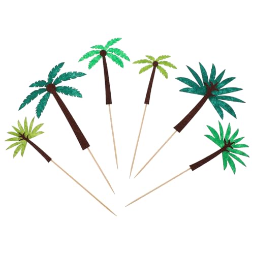 ORFOFE 24 Stück Hawaiian Theme Cake Topper aus Filz und Holz Tropische Frucht Deko für Geburtstagsparty Shower und Hawaii Motto Vielseitige Tortendeko für Kuchen Cupcakes und Desserts von ORFOFE