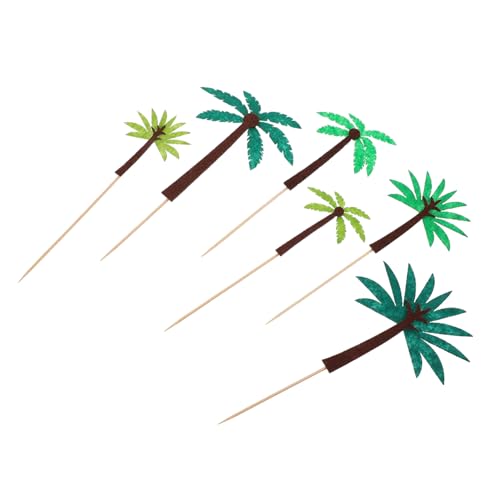 ORFOFE 24 Stück Teiliges Cake Topper Hawaiisches Baum motiv Filz Holzmaterial Dekorative Kuchenstecker für Geburtstag Party Tortenaufleger Vielseitige Tortendeko Hawaii party Verzierung von ORFOFE