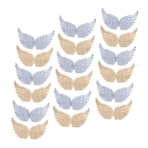 ORFOFE 24 Stück Teiliges Engelsflügel Applikationen aus Stoff Leichte Beständige Flügel patches für DIY Kleidung Taschen Jacken und Accessoires Silber Goldfarben zum Aufnähen und von ORFOFE