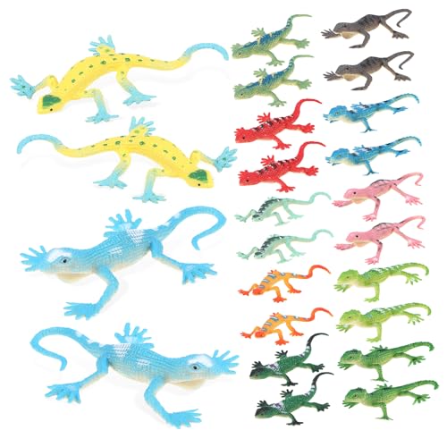 ORFOFE 24 Stück Teiliges Klebrige Eidechsen Spielzeuge aus PVC Dehnbar Sichere Reptilienfiguren Vielseitig für Kinderpartys Mitgebsel Klassenzimmer Verschiedene Designs von ORFOFE
