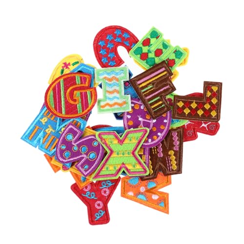 ORFOFE 26 Stück Teiliges Buntes Buchstaben Aufbügeln Bestickte Stoffapplikationen Farbenfrohe Embroidery Stickers Einfach Anzubringende Patches für Kleidung Rucksäcke DIY charme von ORFOFE
