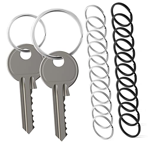 ORFOFE 28Stücke Teiliges Flacher Schlüsselringe und Schwarze und Silberne Split Ringe Rostfreiem für DIY Projekte und Schlüsselorganisation von ORFOFE