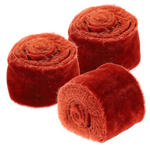 ORFOFE 3 Rollen Fransiges Samtband Geschenkband für DIY Dekorationen Handgefärbt Knitterfrei Polyester Schleifenband für Hochzeit Party Geschenkverpackung Basteln von ORFOFE