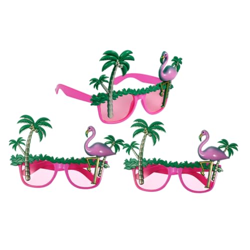 ORFOFE 3 Stück Hawaii Partybrillen mit Kokospalmen und Flamingo Lustige Sommer Sonnenbrillen für Strand und Abschlussfeiern Bequeme Auffällige Partybrillen für Gäste von ORFOFE