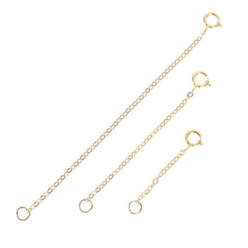 ORFOFE 3 Stück Sterling Silber Verlängerungskette Goldbeschichtet Einstellbare Schmuckverlängerung für Halskette Armband DIY Schmuckzubehör von ORFOFE