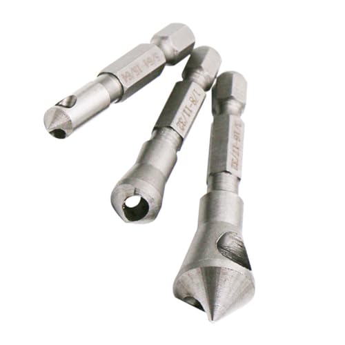 ORFOFE 3 Stück Teiliges Entgrater aus Stahl Lochsenker Werkzeug mit Sechskantschaft für Präzises Entgraten und Anfasen von Bohrlöchern in Metall und Praktische Chamfering Bits von ORFOFE