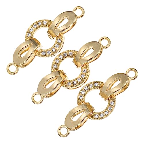 ORFOFE 3 Stück Vergoldeter DIY Schmuckverschluss mit Zirkonia Teiliges Langlebiger Kupferhaken für Armband und Halskette Modischer Schmuckverbinder für Bastelprojekte von ORFOFE