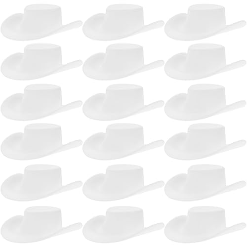 ORFOFE 30 Stück Teiliges Mini Cowboyhüte Weiß Zarte Puppenhüte für Basteln und Puppendekoration Leicht Langlebig Kompakte Miniaturhüte für DIY Projekte und Dollhouse Zubehör von ORFOFE