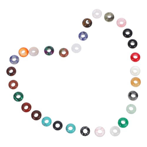 ORFOFE 30 Stück Teiliges Natürliche Große Lochsteinperlen Glatte Runde Rondelle Perlen für Schmuckherstellung Diy Armband Halskette Vielseitig Robust von ORFOFE